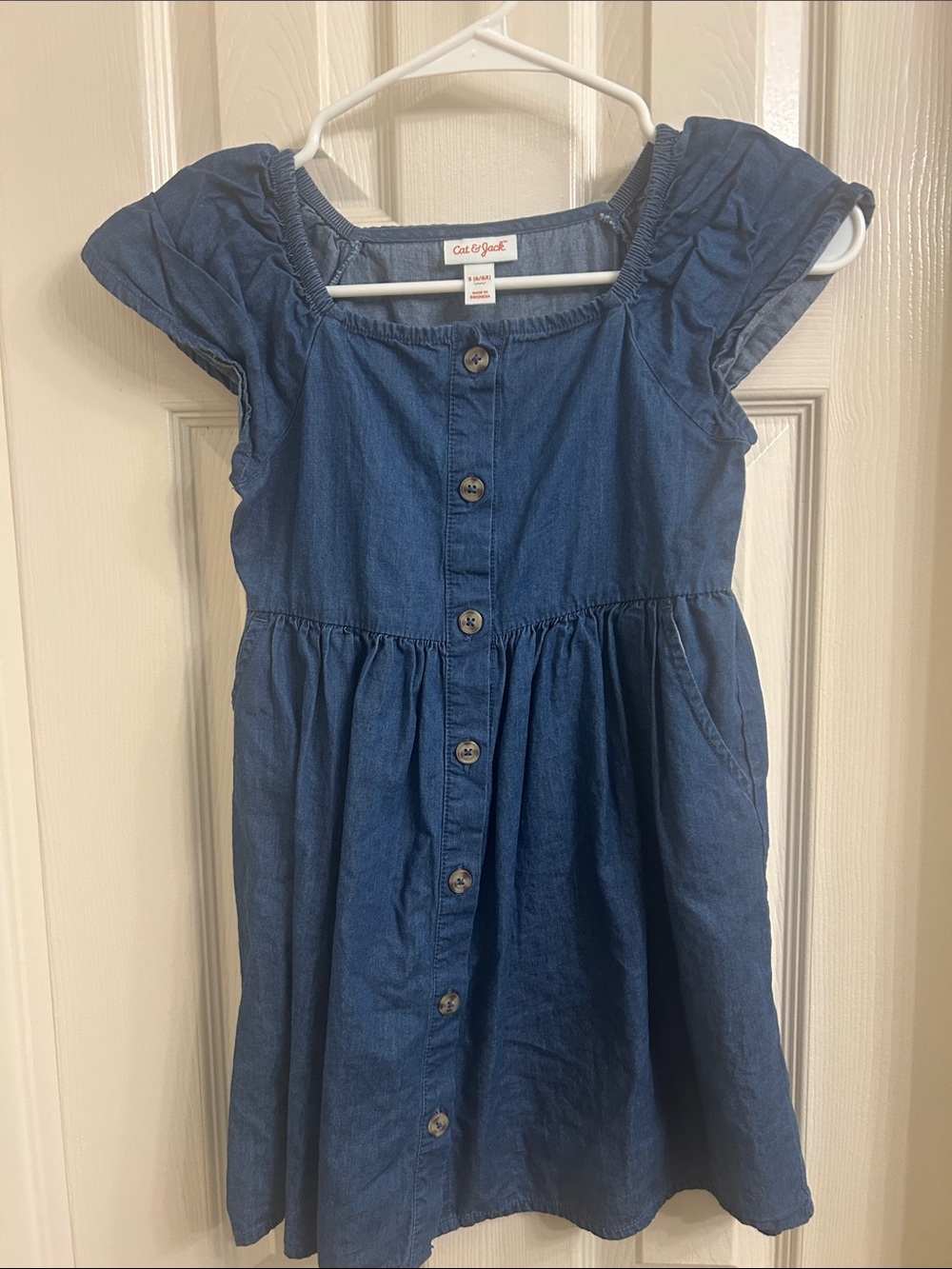 Cat & Jack Dark Blue Denim Button-Front Girls' Dress